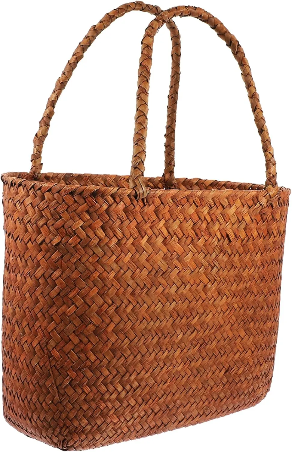 Alipis Woven Storage Basket African Market Basket Woven Straw Basket Grocery Basket Beach Shopping Bag Wicker Picnic Basket Wine Tote Willow Shoulder Bags Purse for Summer Travel