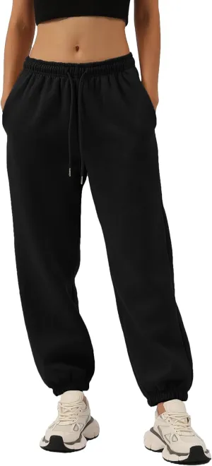 Amazhiyu Womens Fleece High Waisted Sweatpants Drawstring Lounge Joggers Pants