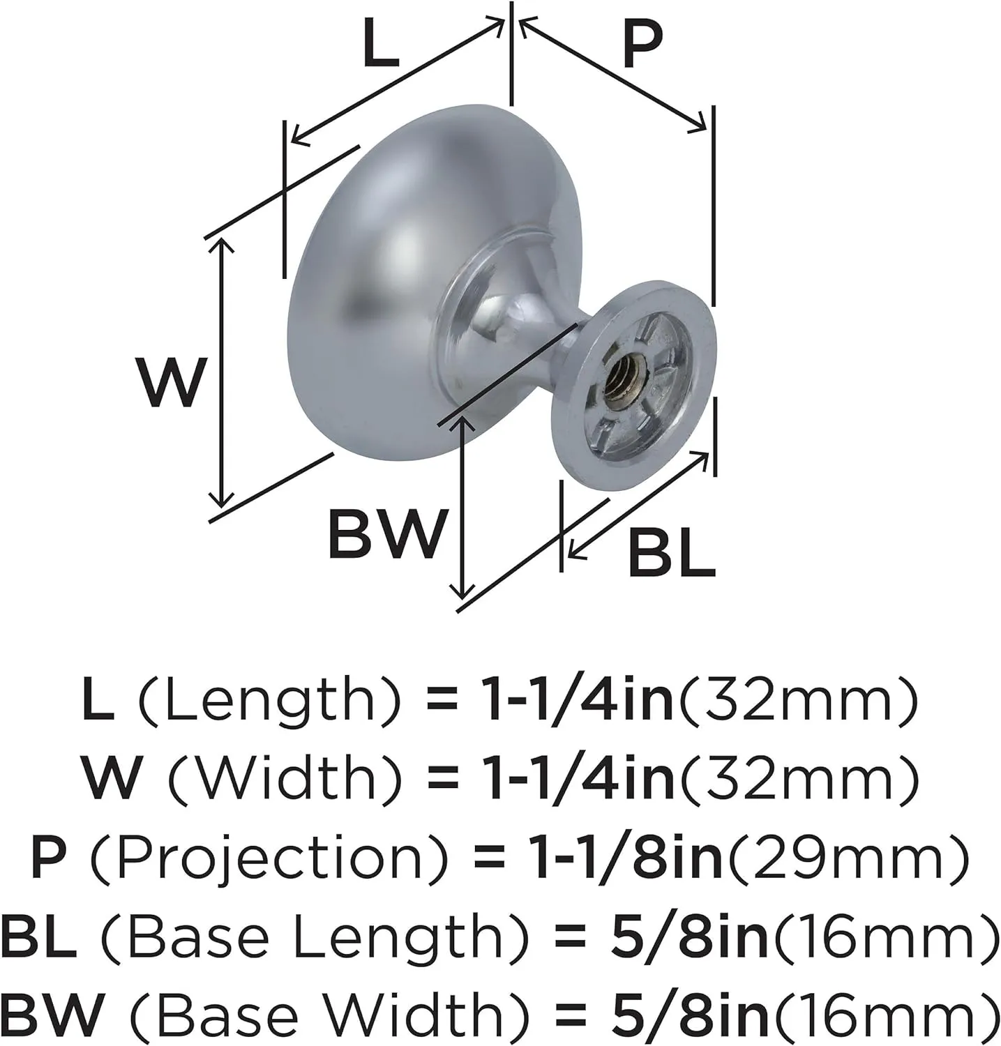 Amerock | Cabinet Knob | Polished Chrome | 1-1/4 inch (32 mm) Diameter | Edona | 25 Pack | Drawer Knob | Cabinet Hardware