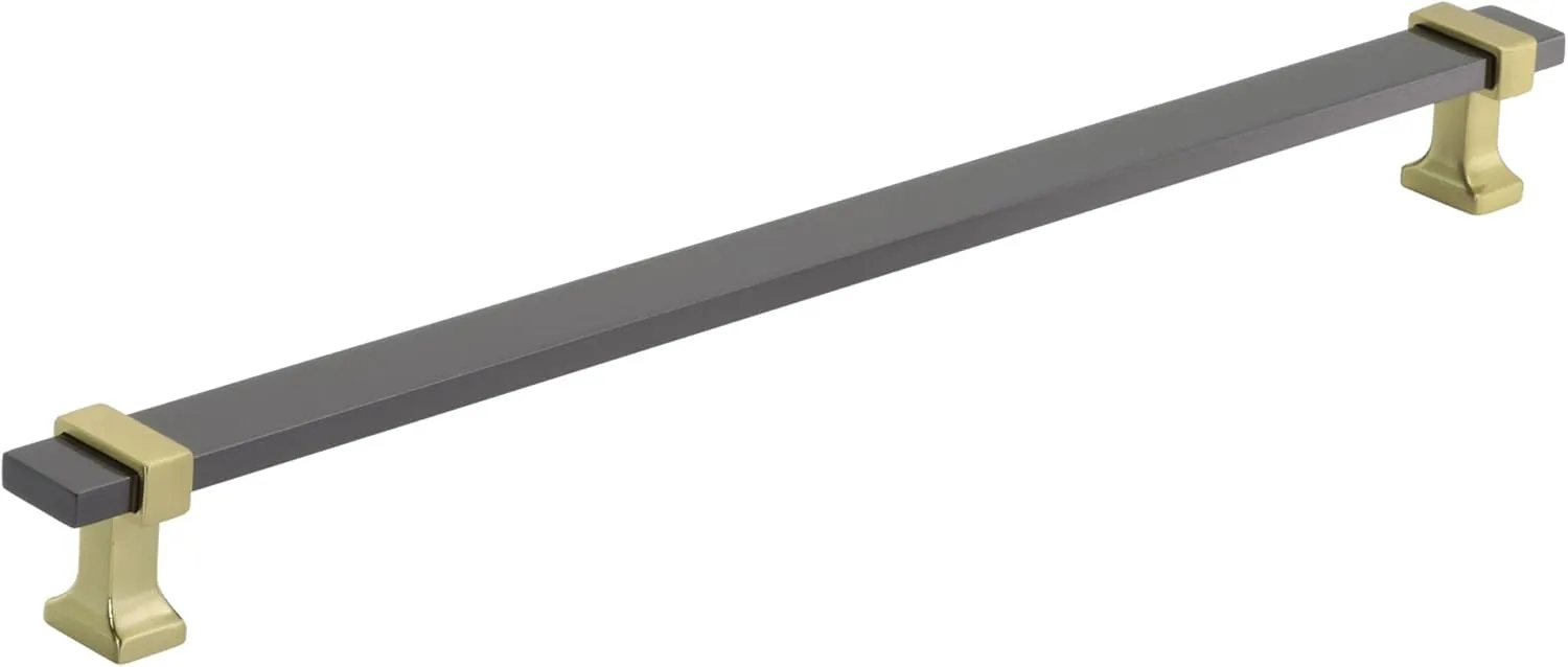 Amerock | Cabinet Pull | Black Chrome/Brushed Gold | 11-5/16 inch (288 mm) Center to Center | Overton | 1 Pack | Drawer Pull | Drawer Handle | Cabinet Hardware