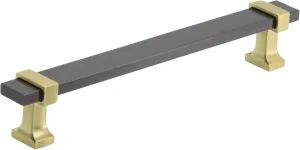 Amerock | Cabinet Pull | Black Chrome/Brushed Gold | 6-5/16 inch (160 mm) Center to Center | Overton | 1 Pack | Drawer Pull | Drawer Handle | Cabinet Hardware