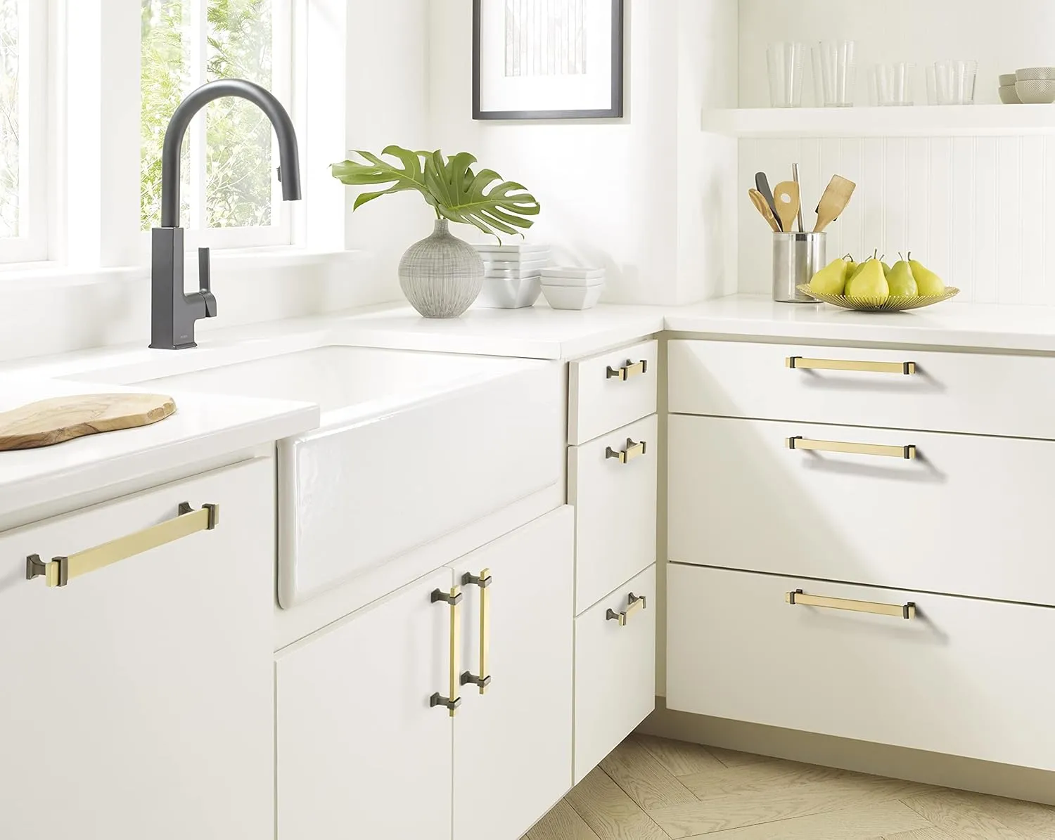 Amerock | Cabinet Pull | Brushed Gold/Black Chrome | 5-1/16 inch (128 mm) Center to Center | Overton | 1 Pack | Drawer Pull | Drawer Handle | Cabinet Hardware