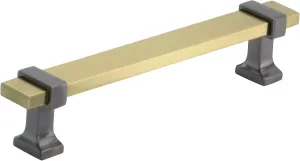 Amerock | Cabinet Pull | Brushed Gold/Black Chrome | 5-1/16 inch (128 mm) Center to Center | Overton | 1 Pack | Drawer Pull | Drawer Handle | Cabinet Hardware