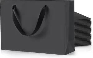Argivean Black Gift Bags With Handles: 24pcs Medium Large Gift Bags Bulk 12.6x4x8.7 Inch For Wedding Party Birthday Business