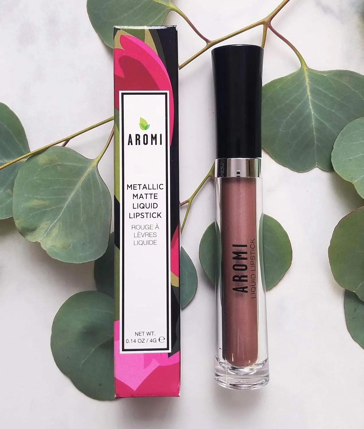 Aromi Metallic Liquid Lipstick | Smudge and Smear Proof, Long-lasting, Light Brown, Nude Lip Color with Shimmery Finish, Vegan, Cruelty-free, Gluten Free (Brown Sugar)