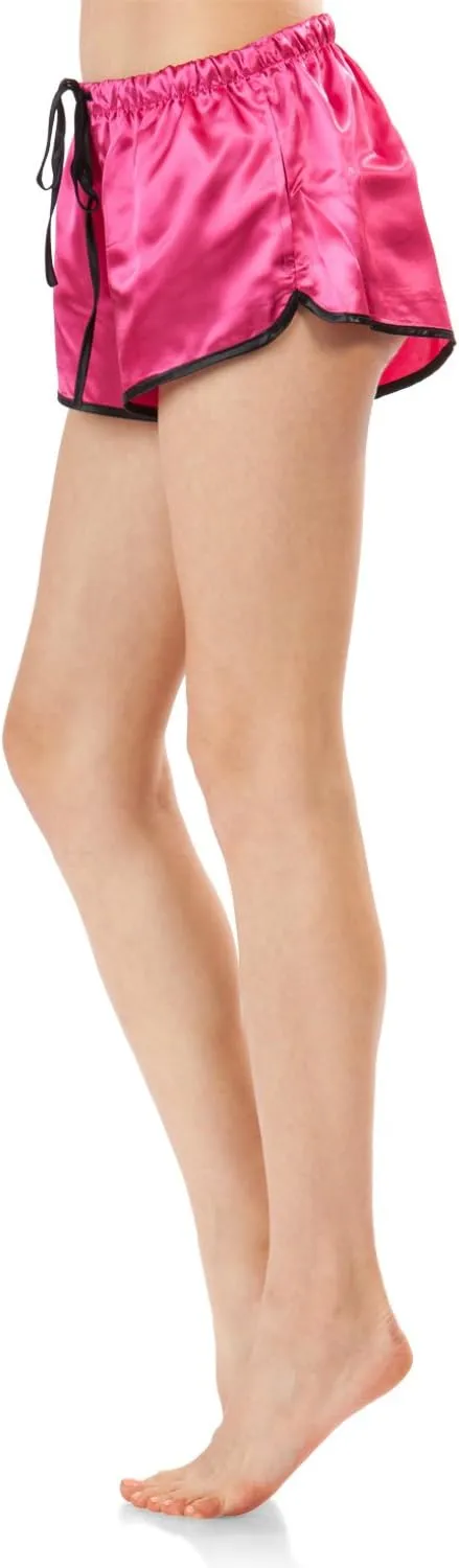 Ashford & Brooks Women's Satin Short Sleeve Pajama Shorts Set