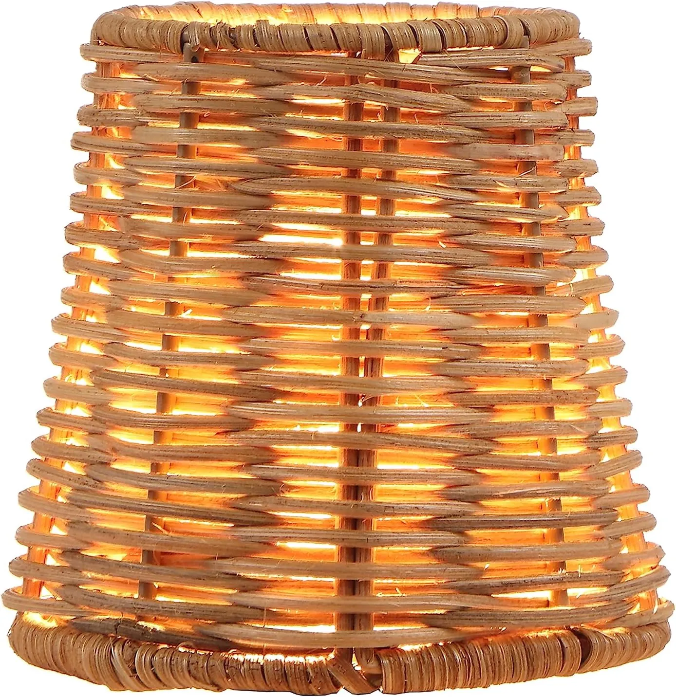 Aspen Creative 51007-6, Empire Clip-On Chandelier Lamp Shade, Natural Rattan, 3" Top x 4" Bottom x 4" Slant Height, Set of 6