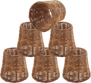 Aspen Creative 51007-6, Empire Clip-On Chandelier Lamp Shade, Natural Rattan, 3" Top x 4" Bottom x 4" Slant Height, Set of 6