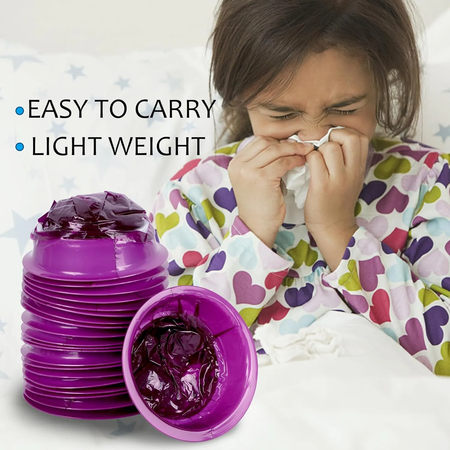 ATDAWN 50 Pack Emesis Bag, Disposable Vomit Bags, Aircraft & Car Sickness Bag, Nausea Bags for Travel Motion Sickness (Purple)