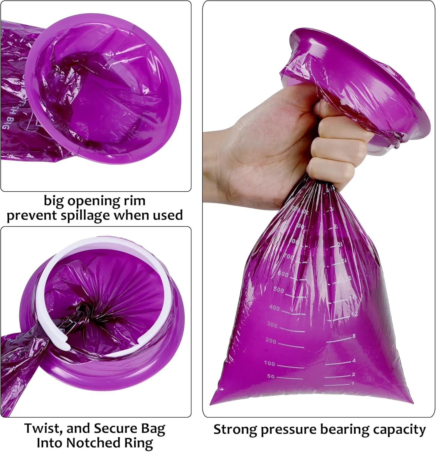ATDAWN 50 Pack Emesis Bag, Disposable Vomit Bags, Aircraft & Car Sickness Bag, Nausea Bags for Travel Motion Sickness (Purple)