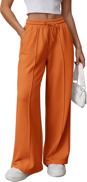 ATHMILE Womens Wide Leg Sweatpants High Waisted Baggy Pants Fashion Teen Girl Drawstring Athletic Joggers