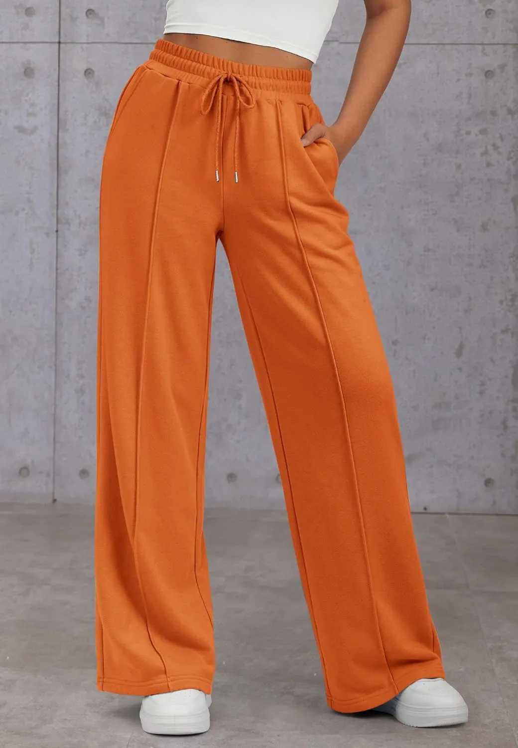 ATHMILE Womens Wide Leg Sweatpants High Waisted Baggy Pants Fashion Teen Girl Drawstring Athletic Joggers