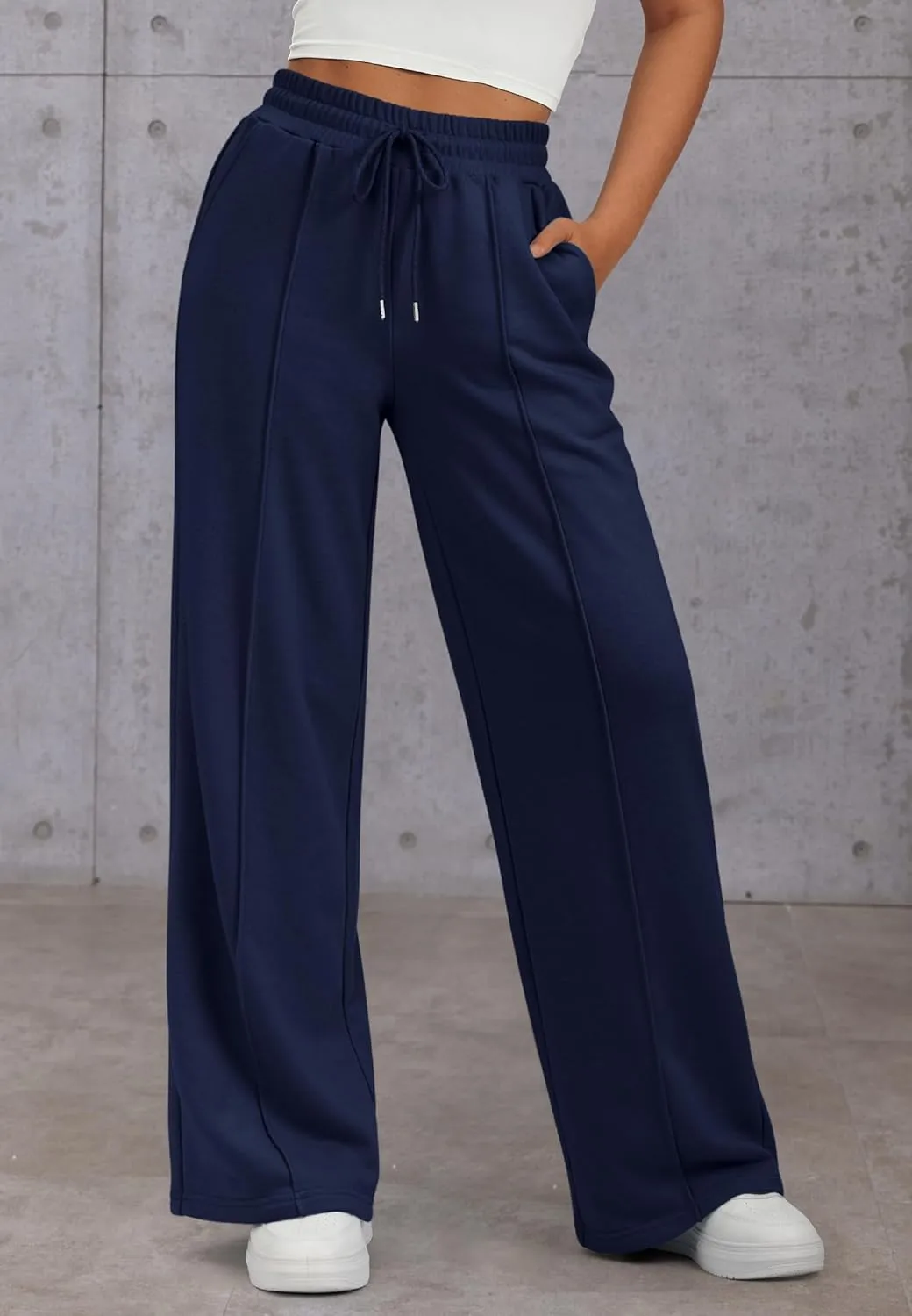 ATHMILE Womens Wide Leg Sweatpants High Waisted Baggy Pants Fashion Teen Girl Drawstring Athletic Joggers