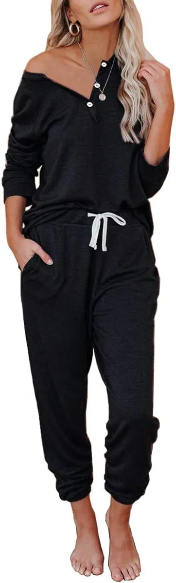 AUTOMET Womens 2 Piece Outfits Pajamas Sets Fall Lounge Sets Loungewear Sweatsuits with Sweatpants