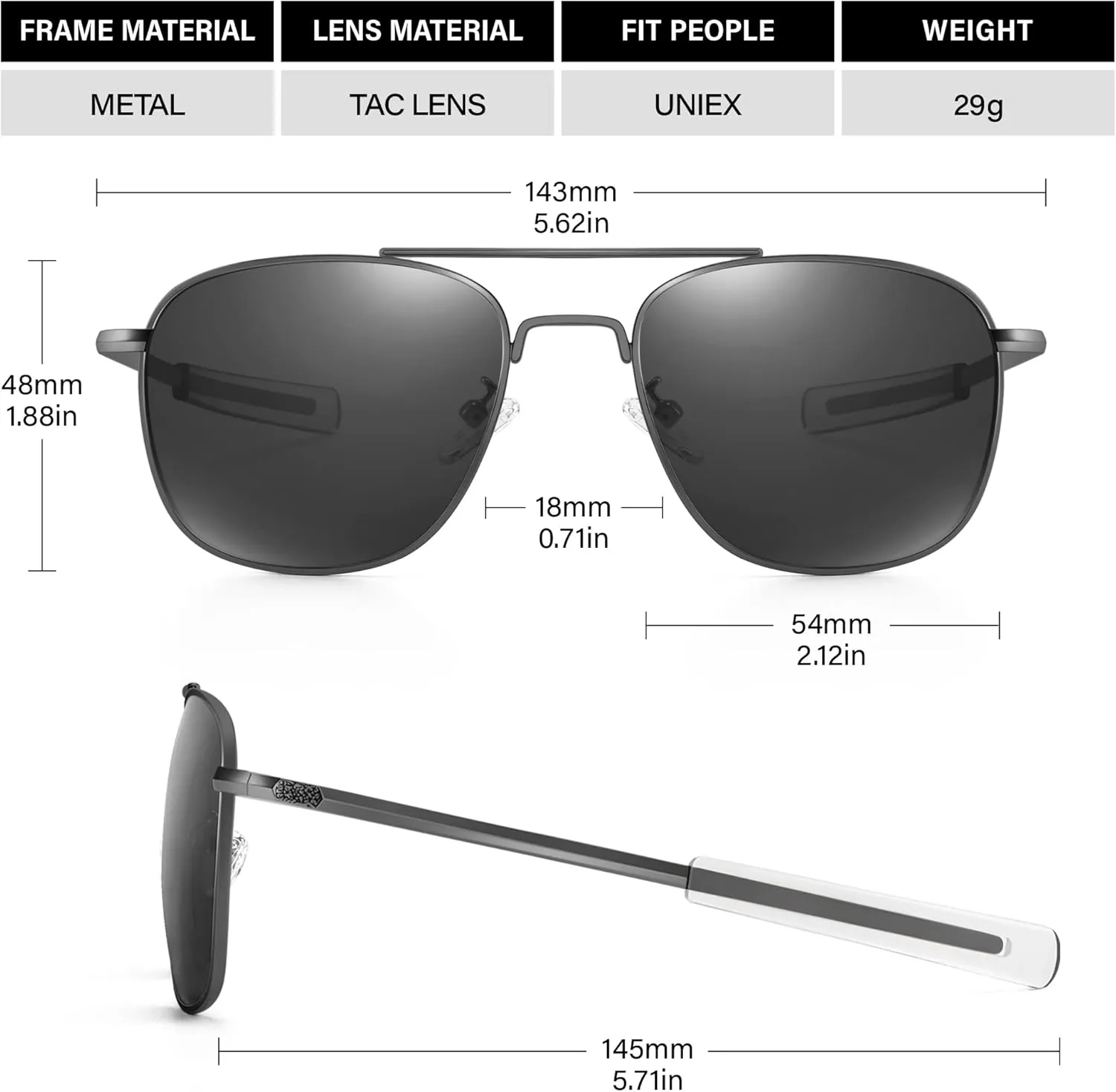 Aviator Sunglasses Lightweight TR90 Unbreakable Polarized Driving Metal Frame Pilot Sun Glasses with UV Protection