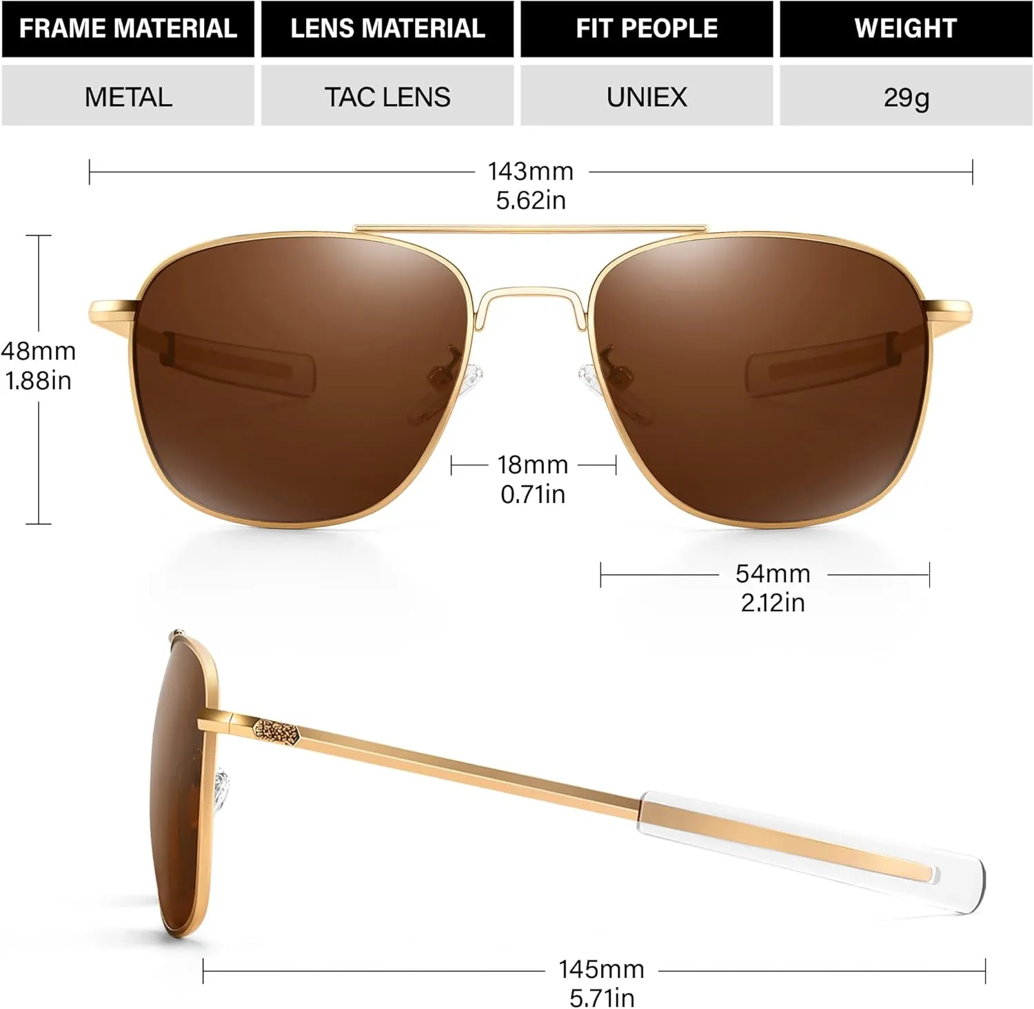 Aviator Sunglasses Lightweight TR90 Unbreakable Polarized Driving Metal Frame Pilot Sun Glasses with UV Protection