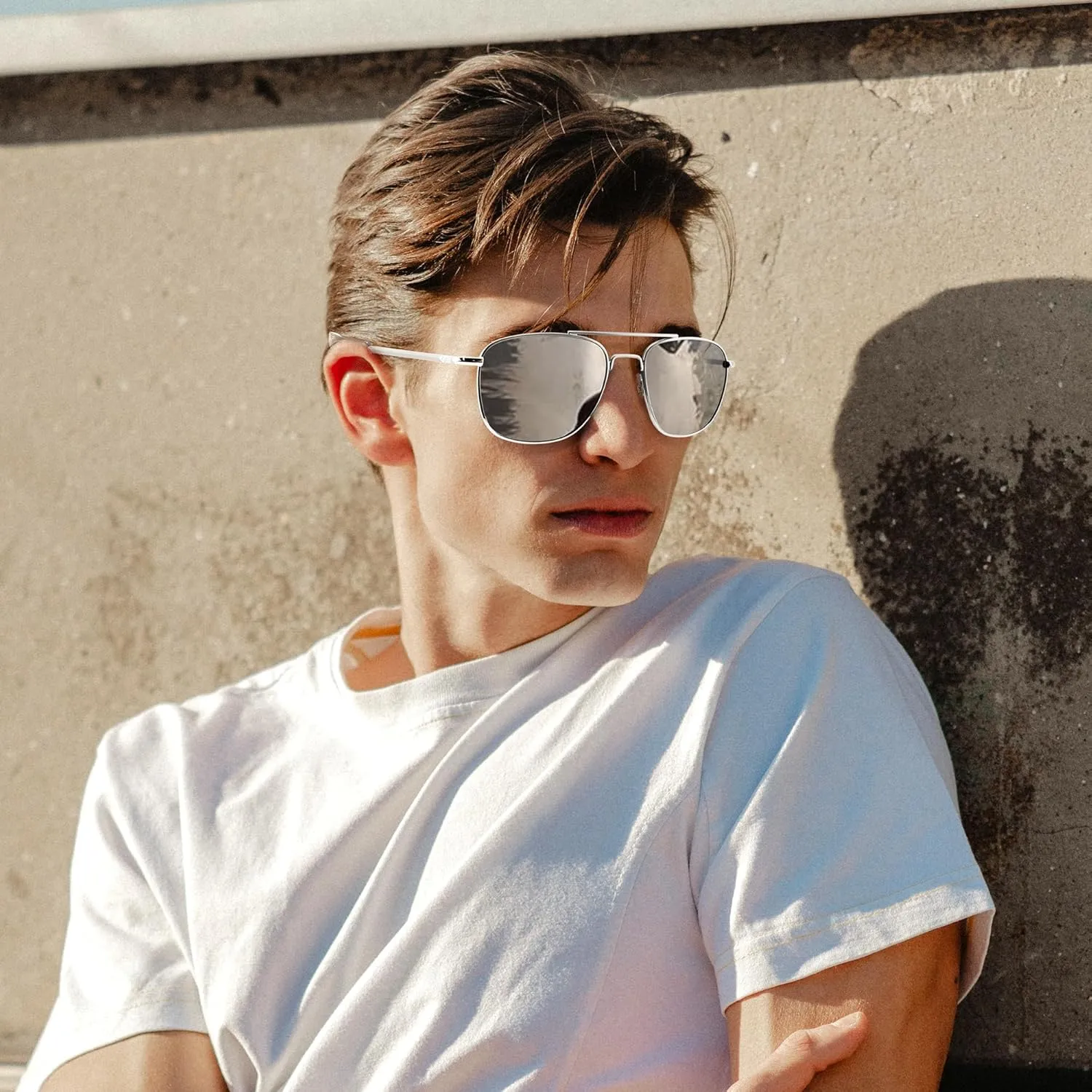 Aviator Sunglasses Lightweight TR90 Unbreakable Polarized Driving Metal Frame Pilot Sun Glasses with UV Protection