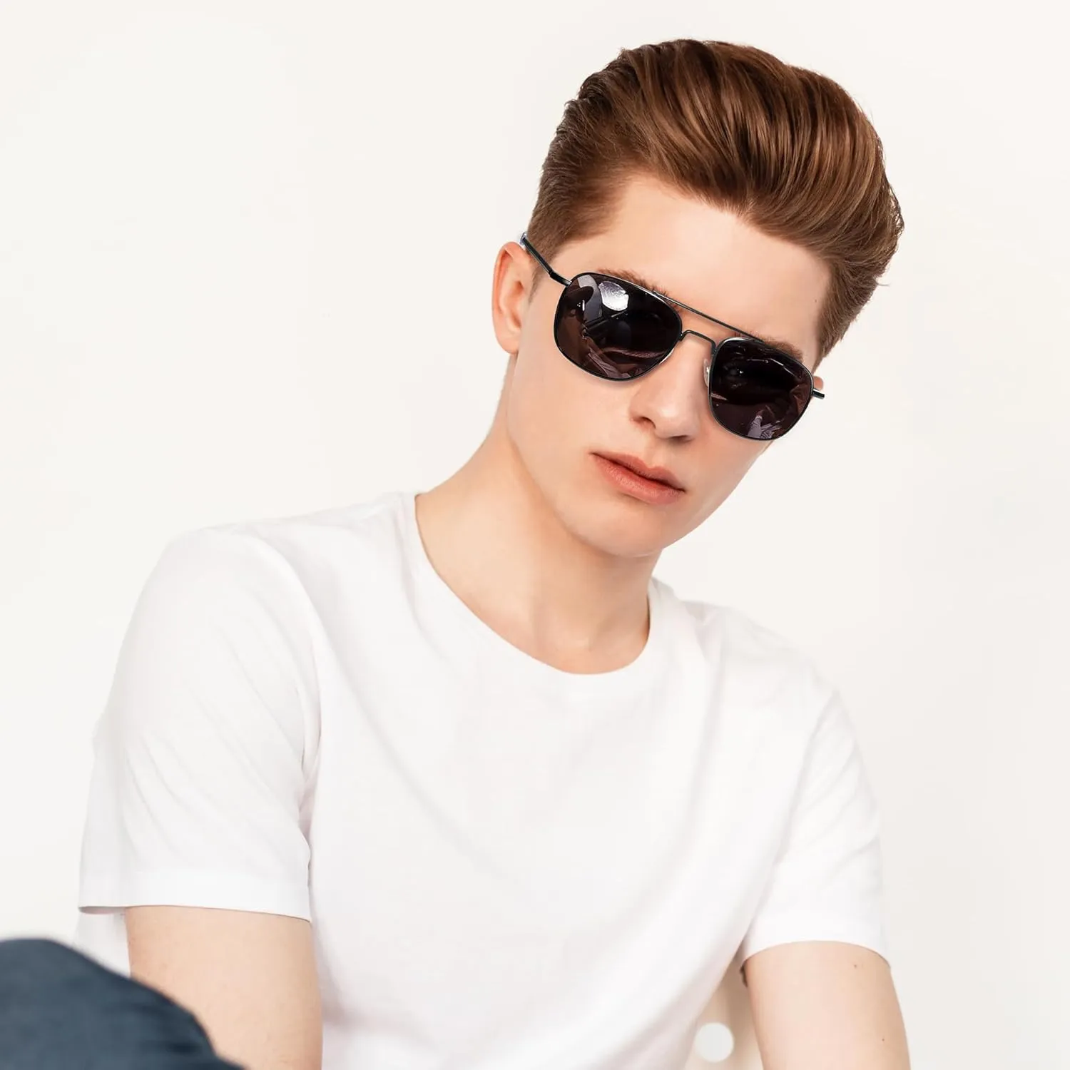 Aviator Sunglasses Lightweight TR90 Unbreakable Polarized Driving Metal Frame Pilot Sun Glasses with UV Protection