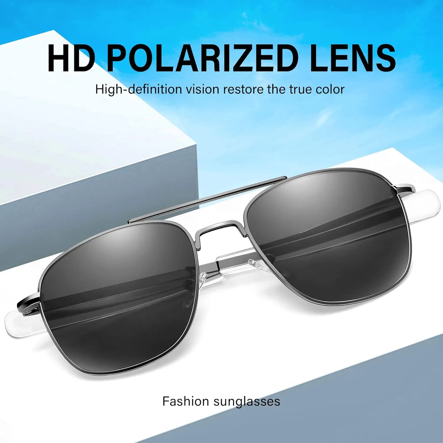 Aviator Sunglasses Lightweight TR90 Unbreakable Polarized Driving Metal Frame Pilot Sun Glasses with UV Protection