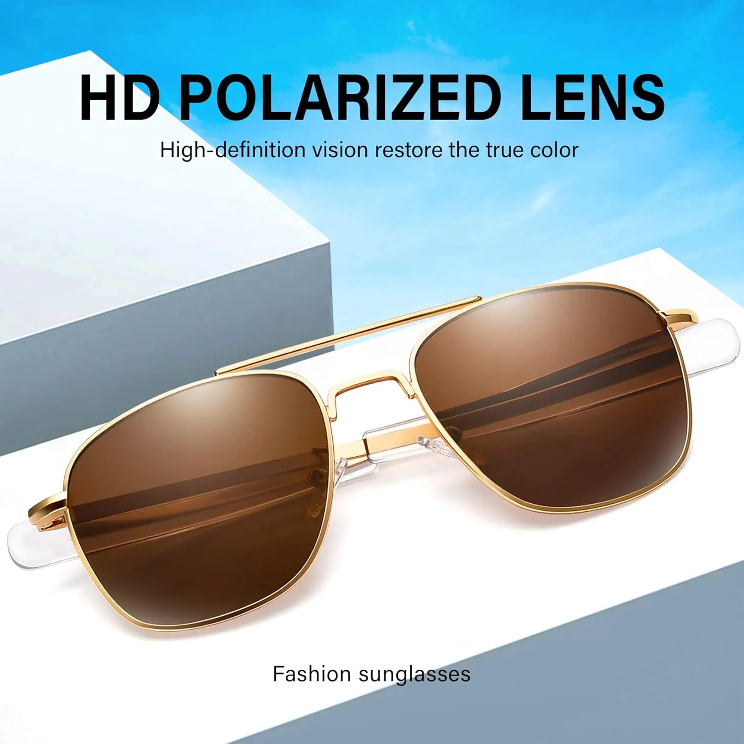 Aviator Sunglasses Lightweight TR90 Unbreakable Polarized Driving Metal Frame Pilot Sun Glasses with UV Protection