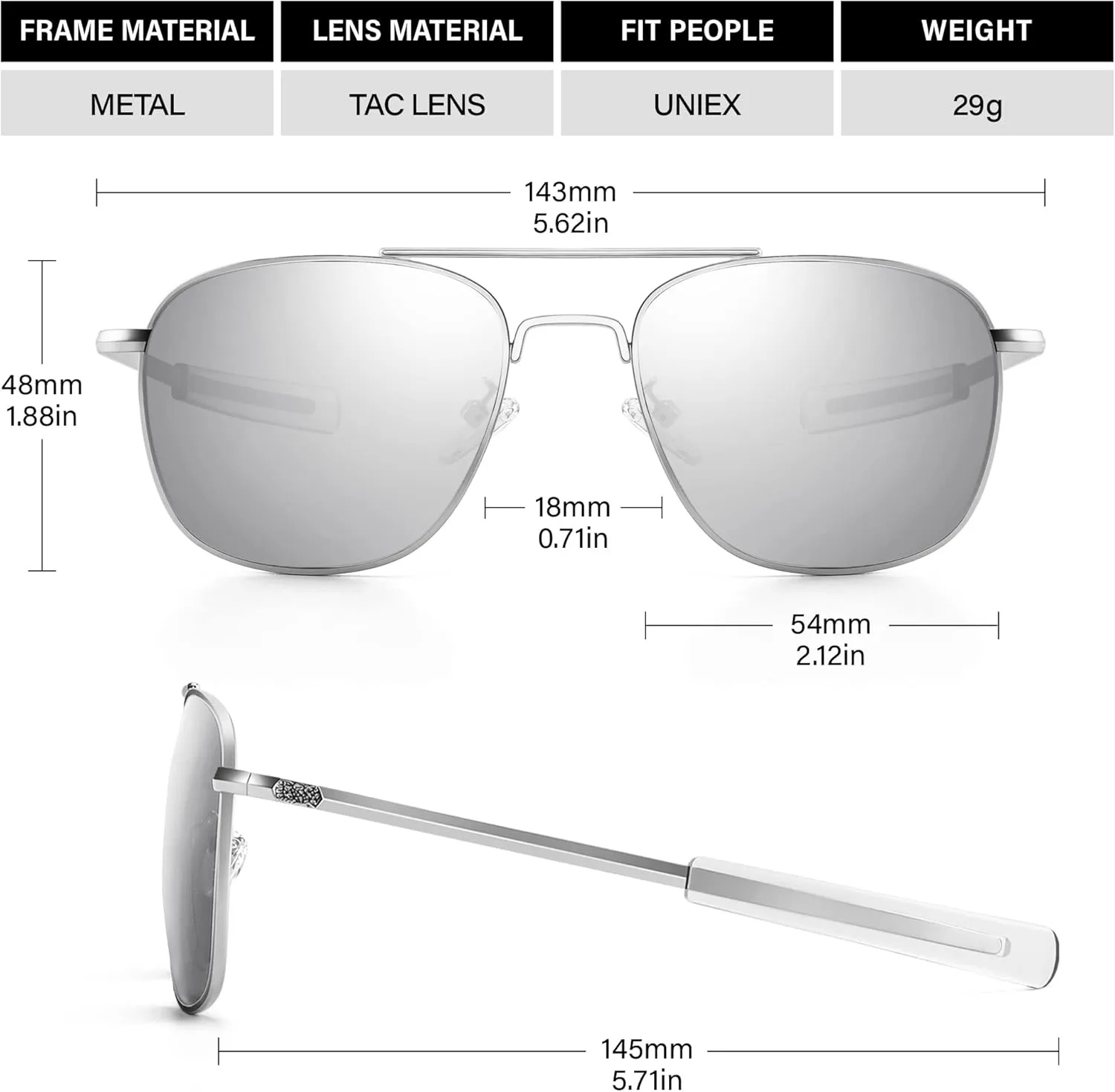 Aviator Sunglasses Lightweight TR90 Unbreakable Polarized Driving Metal Frame Pilot Sun Glasses with UV Protection