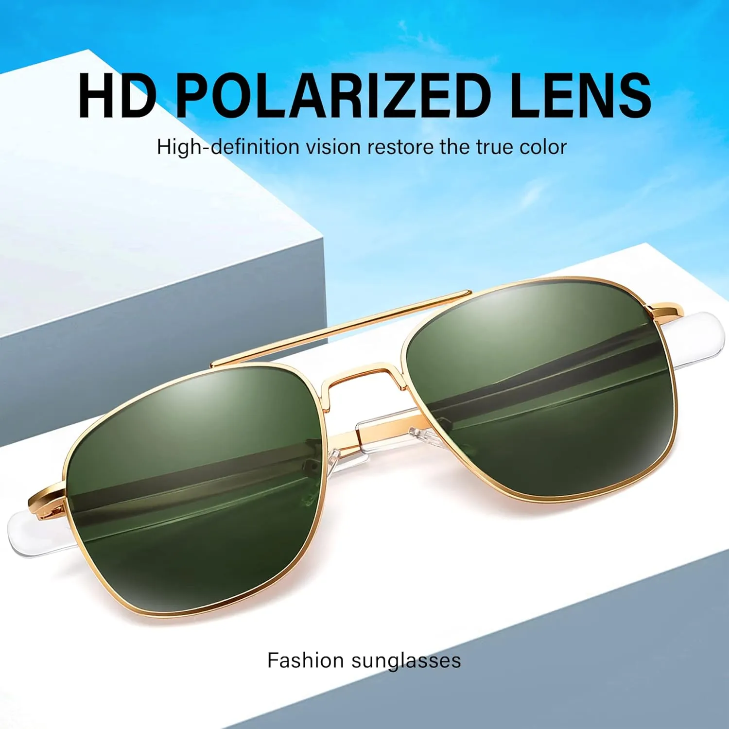 Aviator Sunglasses Lightweight TR90 Unbreakable Polarized Driving Metal Frame Pilot Sun Glasses with UV Protection