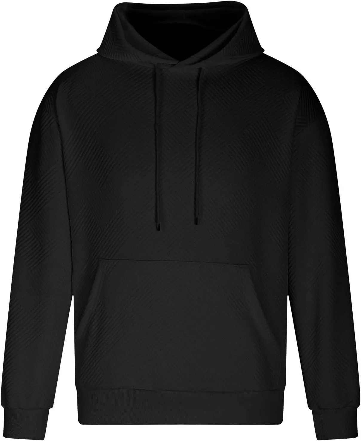 Aymnlox Fashion Sweatshirts for Men Casual Solid Color Long Sleeve Hooded Waffle Drawstring Pullover Loose Fashion Sweatshirt