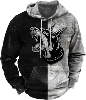Aymnlox Hoodies for Men Fashion Long Sleeve Graphic Print Hooded Drawstring Pullover Basic Casual With Pockets Sweatshirts