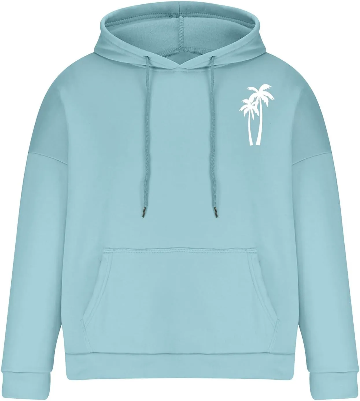 Aymnlox Sweatshirts for Men Long Sleeve Solid Color Hoodie Graphic Print Drawstring Pullover Fashion Loose Hooded With Pocket