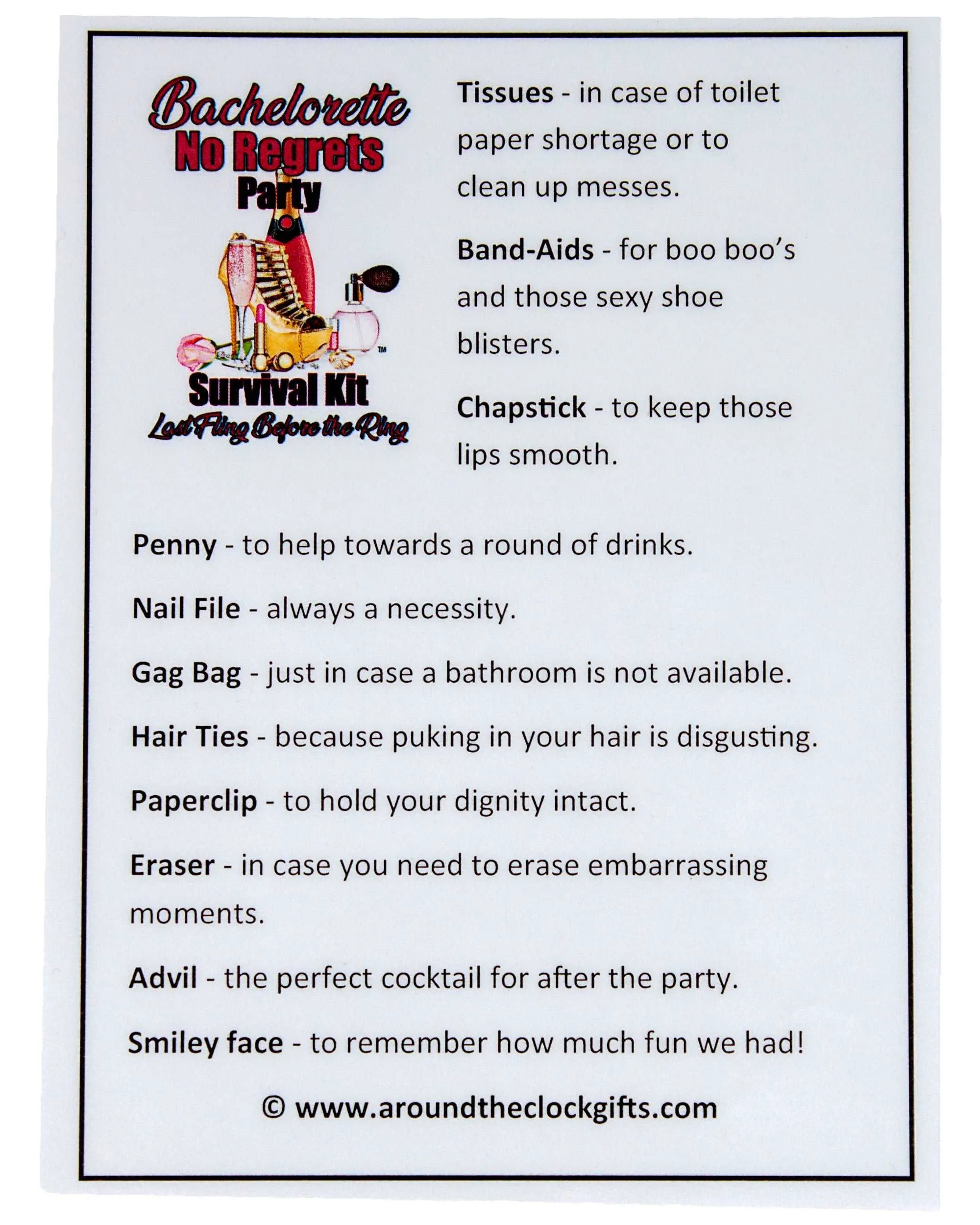 Bachelorette Party Survival Kit Fully Loaded with Keepsakes