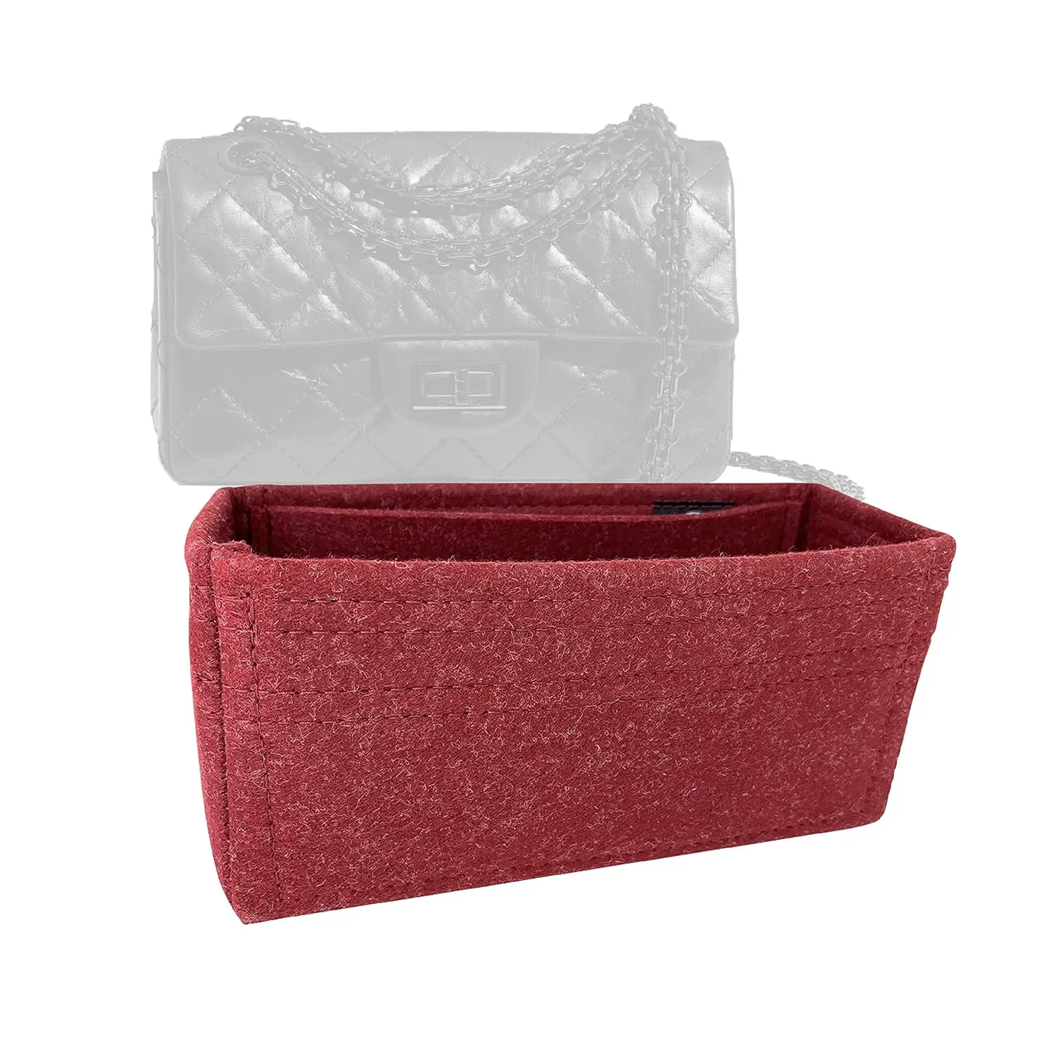 Bag Organizer for Chanel 2.55 Reissue (Size 224/20 cm/Mini) - Premium Felt Purse Handbag Insert Liner Shaper (Handmade) Soft Structure Support