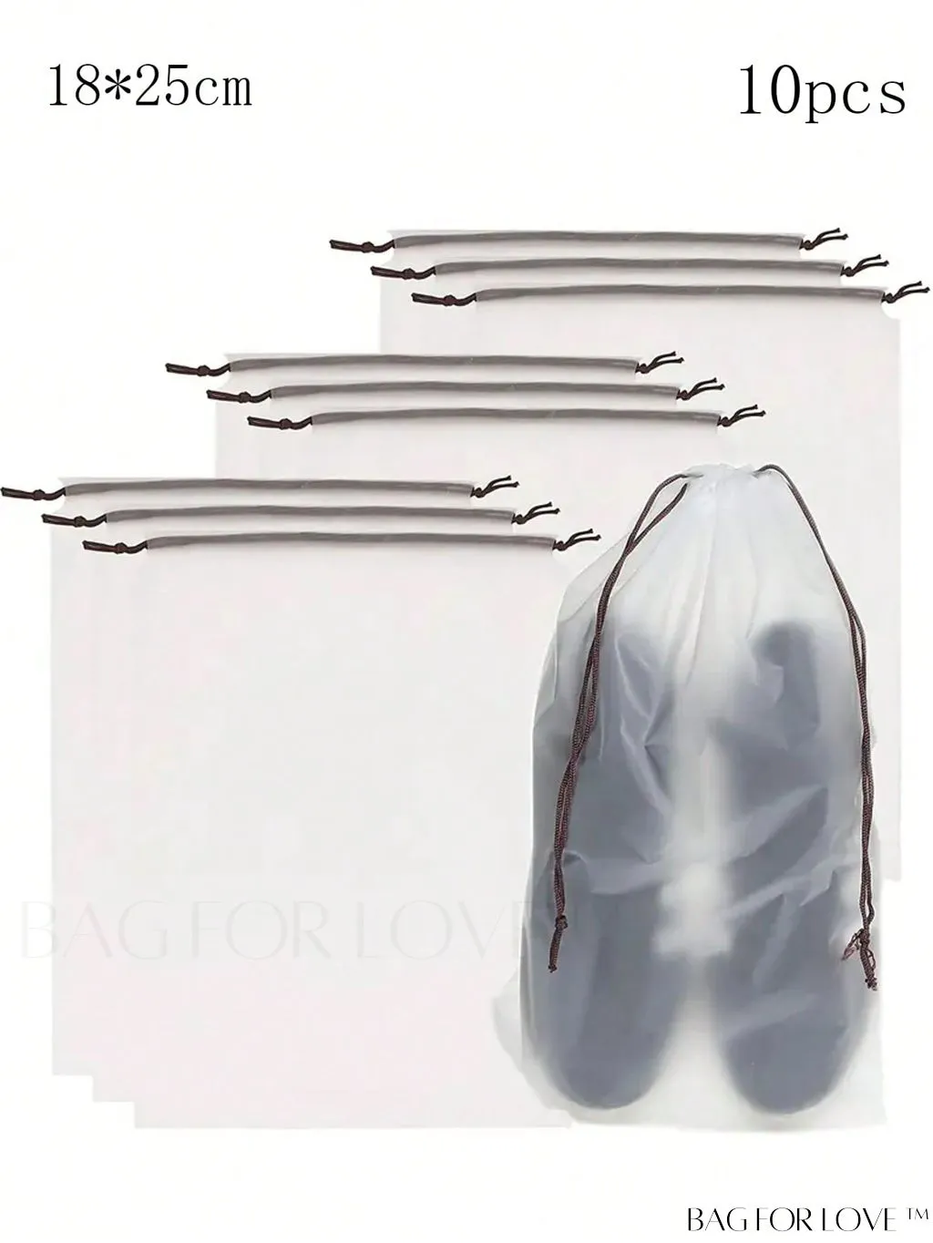 BagForLove - 10pcs Travel Shoe Storage Bags - Portable, Dust-Proof Drawstring Pouch