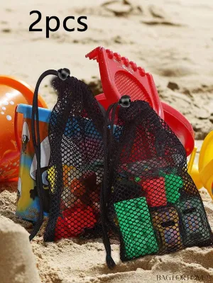 BagForLove - 2 Black Mesh Drawstring Bags - Convenient Toy Storage Solution for Travel