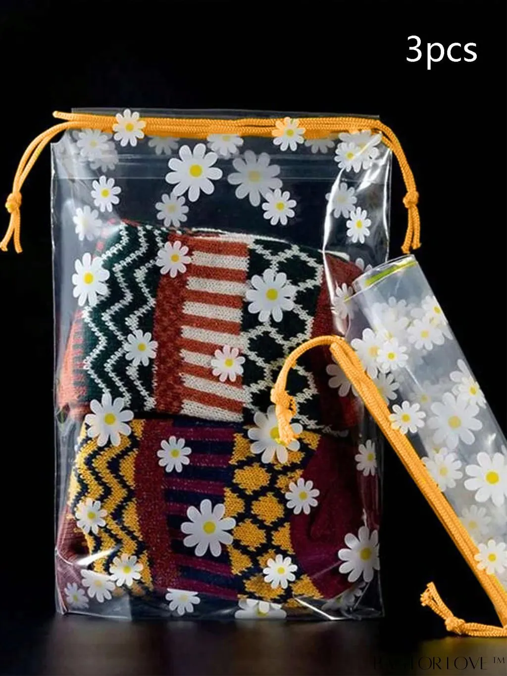 BagForLove - 5pcs Waterproof Storage Bags with Daisy Pattern: Portable, Organize Clothes, Shoes, Makeup, and Toiletries