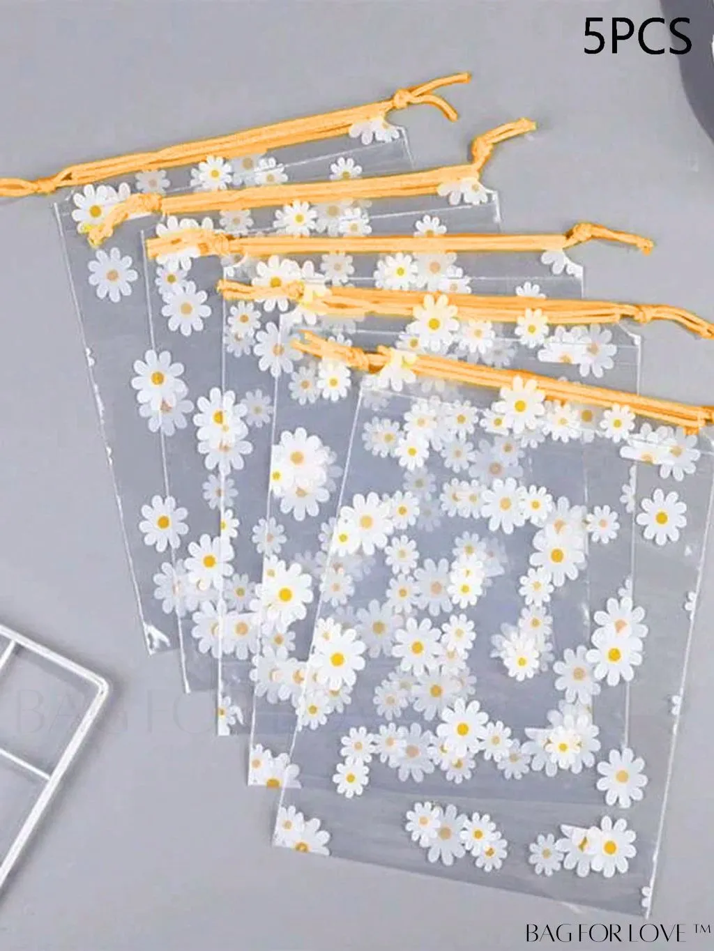 BagForLove - 5pcs Waterproof Storage Bags with Daisy Pattern: Portable, Organize Clothes, Shoes, Makeup, and Toiletries