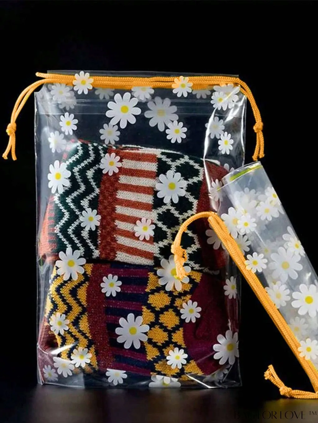 BagForLove - 5pcs Waterproof Storage Bags with Daisy Pattern: Portable, Organize Clothes, Shoes, Makeup, and Toiletries