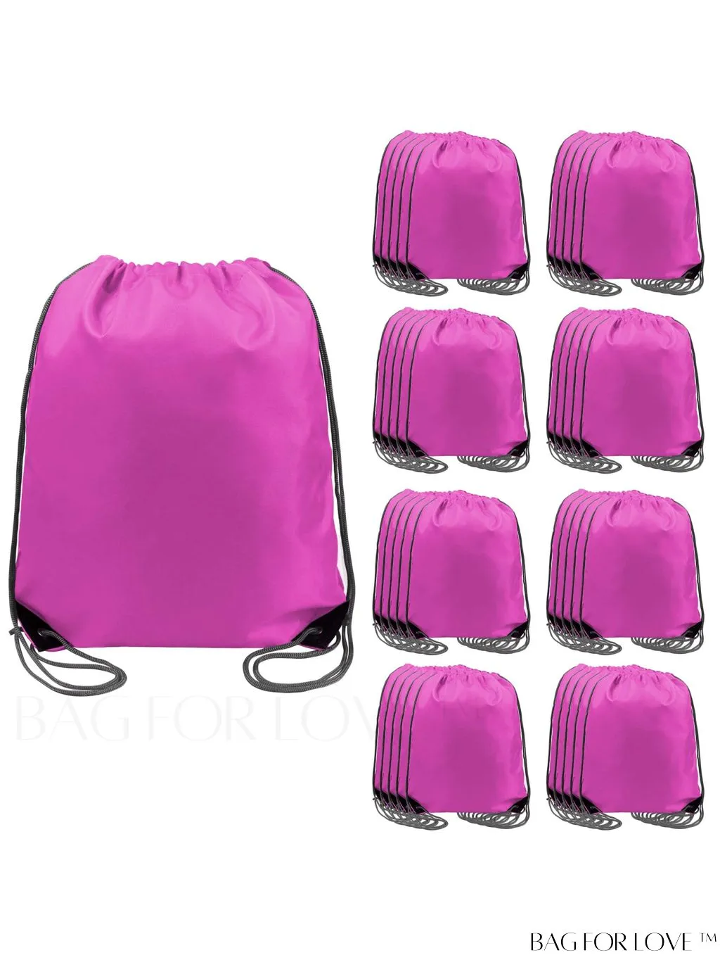 BagForLove - BeeGreen 40-Piece Pink Drawstring Backpack Bags - Heavy-Duty, Machine Washable Sport Bags for Men and Women