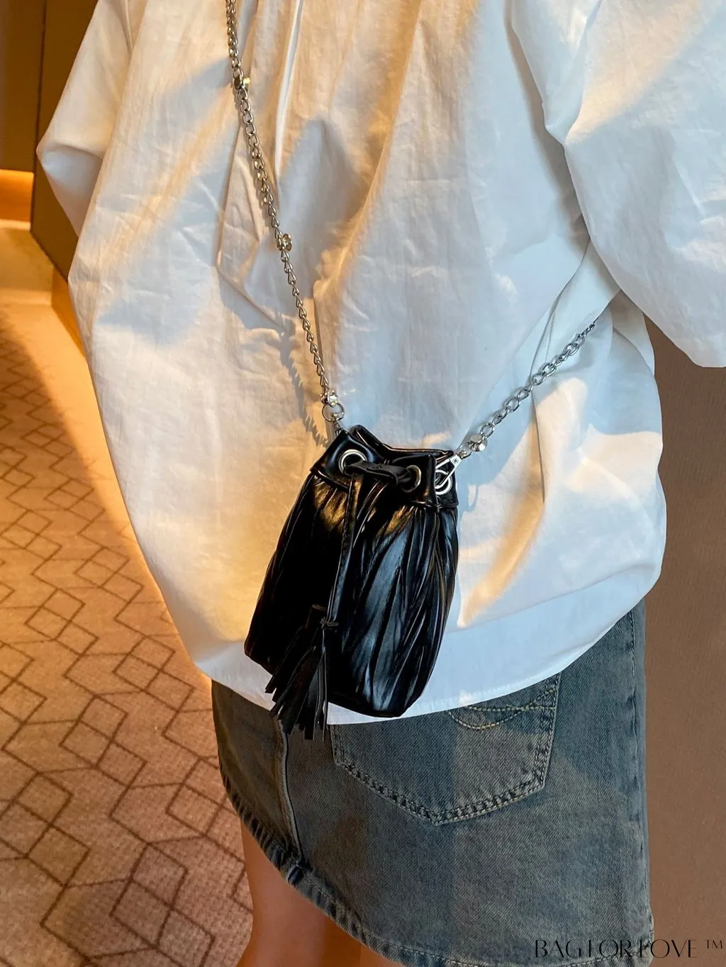 BagForLove - Chic Pleated Shoulder Bag with Mini Drawstring Design