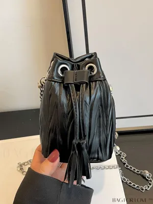 BagForLove - Chic Pleated Shoulder Bag with Mini Drawstring Design