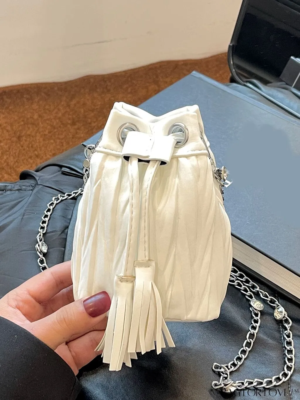BagForLove - Chic Pleated Shoulder Bag with Mini Drawstring Design
