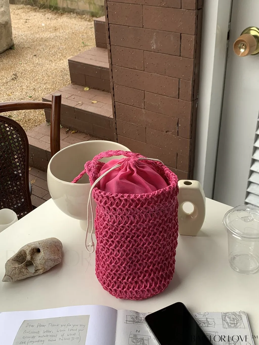 BagForLove - Chic Solid Color Womens Woven Drawstring Shoulder Bag - Minimalistic Design