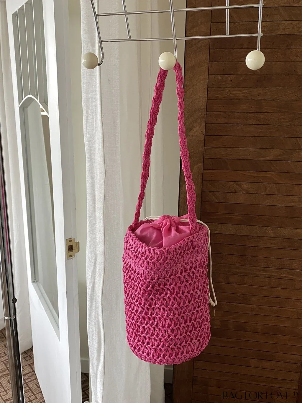 BagForLove - Chic Solid Color Womens Woven Drawstring Shoulder Bag - Minimalistic Design