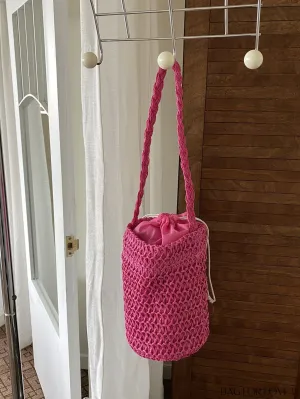 BagForLove - Chic Solid Color Womens Woven Drawstring Shoulder Bag - Minimalistic Design