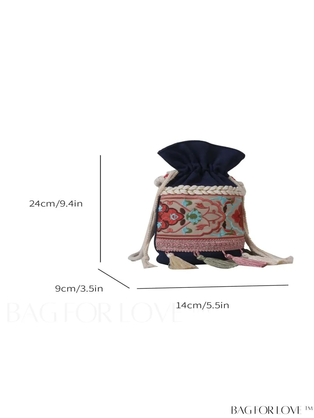 BagForLove - Classy Embroidered Bucket Bag with Floral Detail, Crossbody Style for Elegant Ladies
