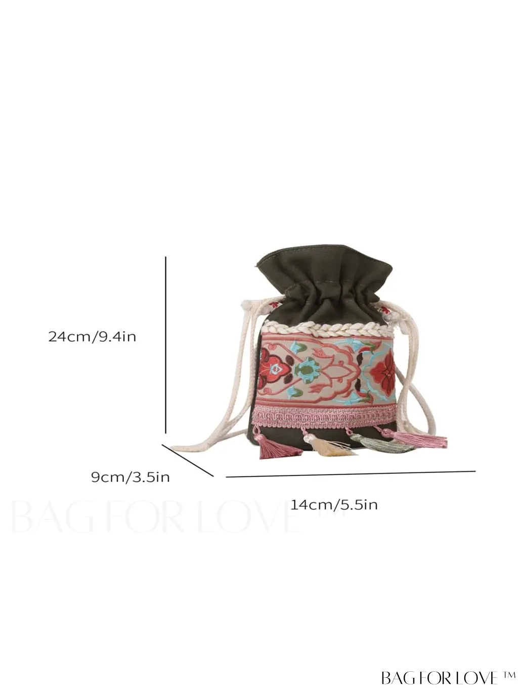 BagForLove - Classy Embroidered Bucket Bag with Floral Detail, Crossbody Style for Elegant Ladies