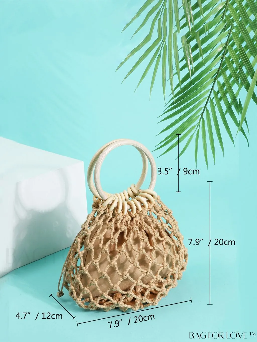 BagForLove - Compact Round Handle Woven Bag - 2-in-1 Design