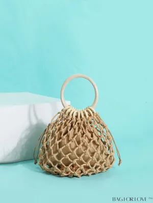 BagForLove - Compact Round Handle Woven Bag - 2-in-1 Design