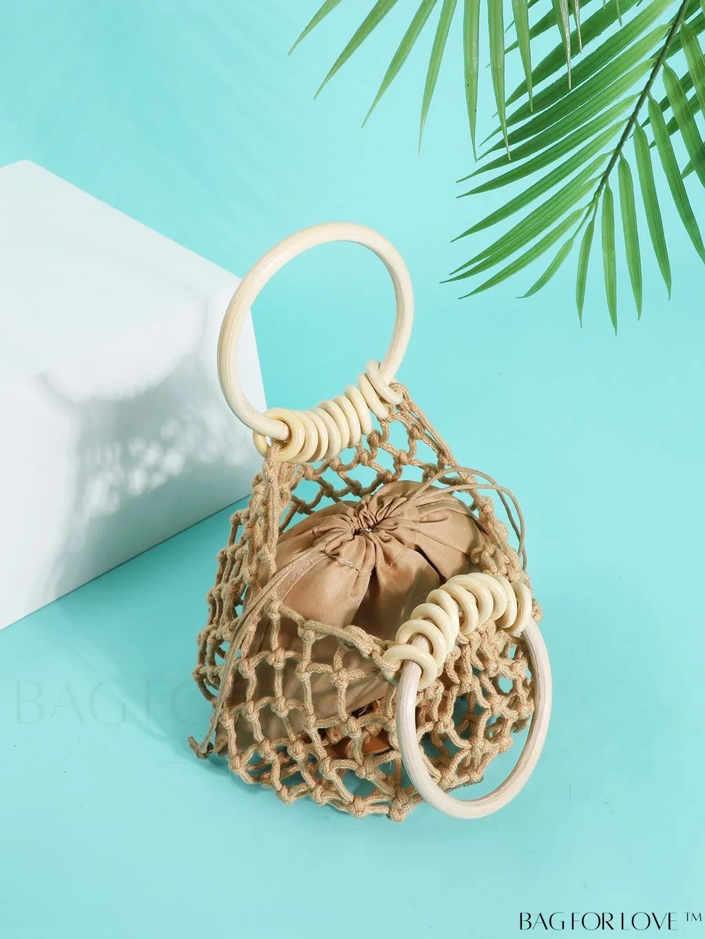 BagForLove - Compact Round Handle Woven Bag - 2-in-1 Design