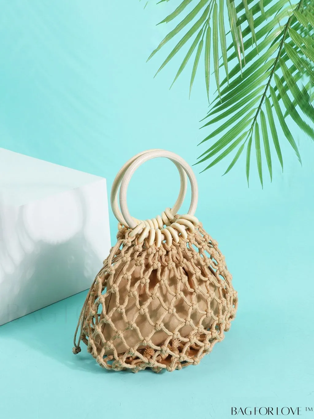 BagForLove - Compact Round Handle Woven Bag - 2-in-1 Design