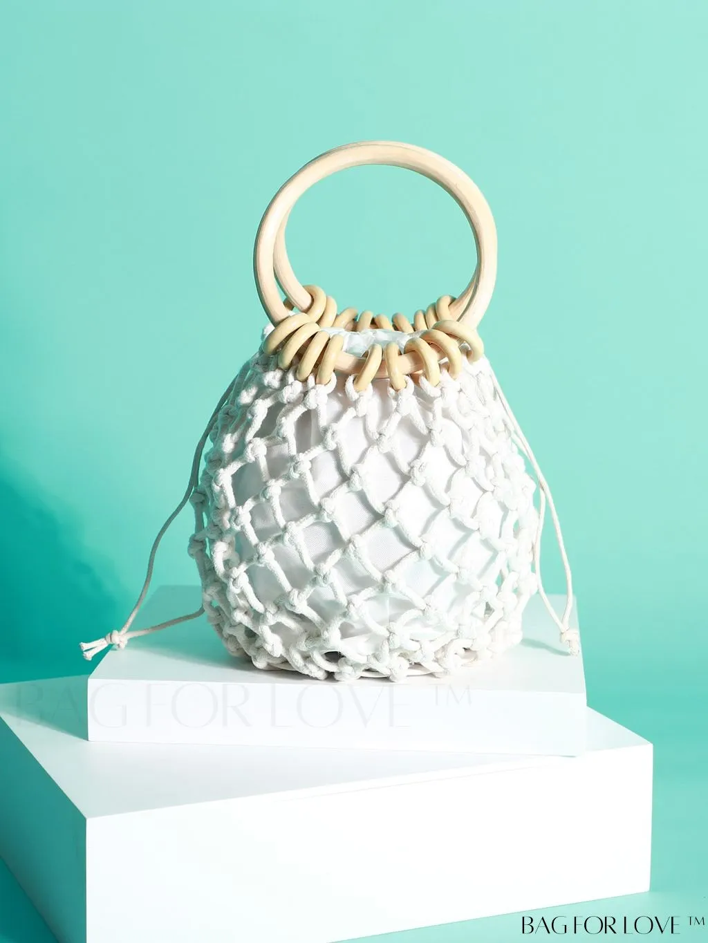 BagForLove - Compact Round Handle Woven Bag - 2-in-1 Design